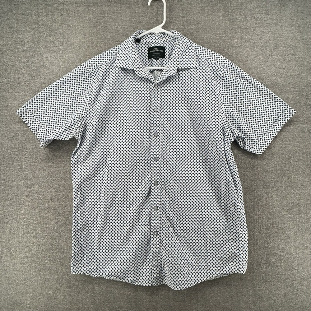 Rodd & Gunn Short Sleeve Shirt Men Size Medium Polka Dot White Casual